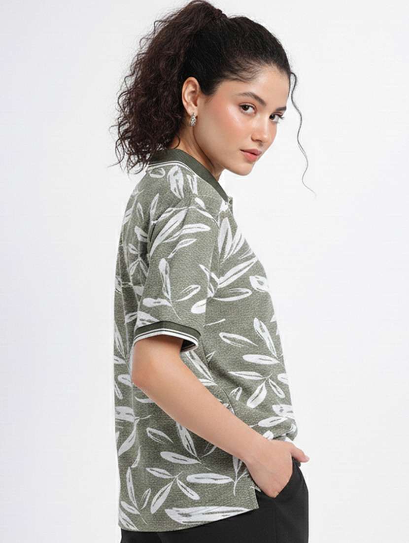 women printed short sleeve oversized polo t-shirt - 22374177 -  Standard Image - 1