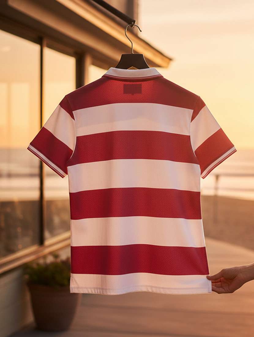 women striped short sleeve oversized polo t-shirt - 22374180 -  Standard Image - 4