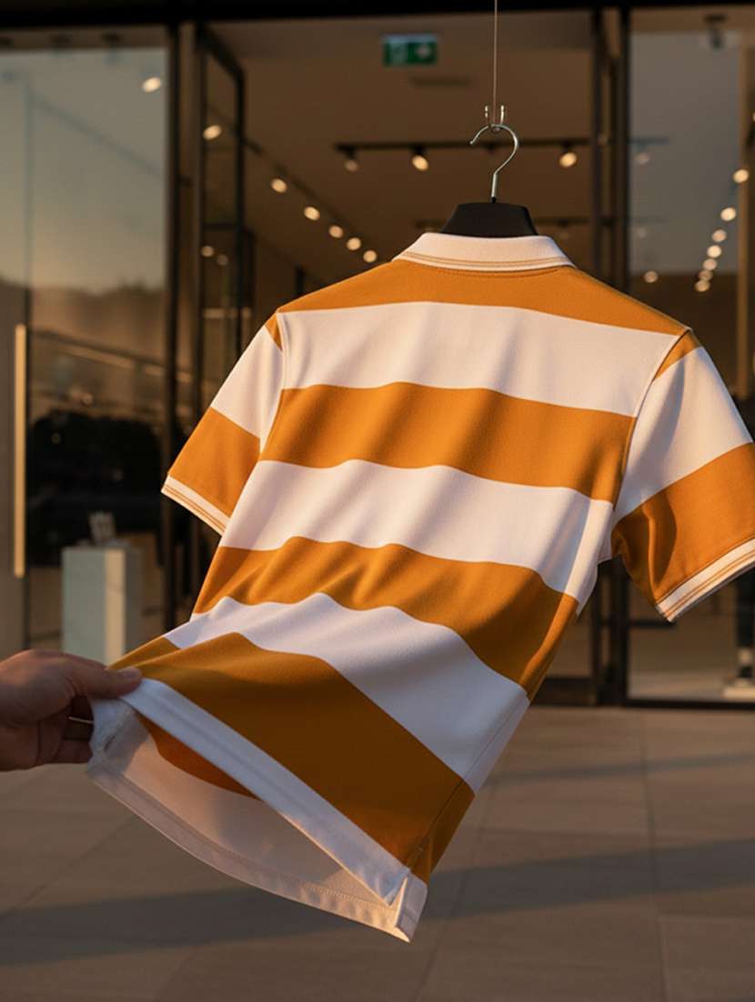 women striped short sleeve oversized polo t-shirt - 22374182 -  Standard Image - 4