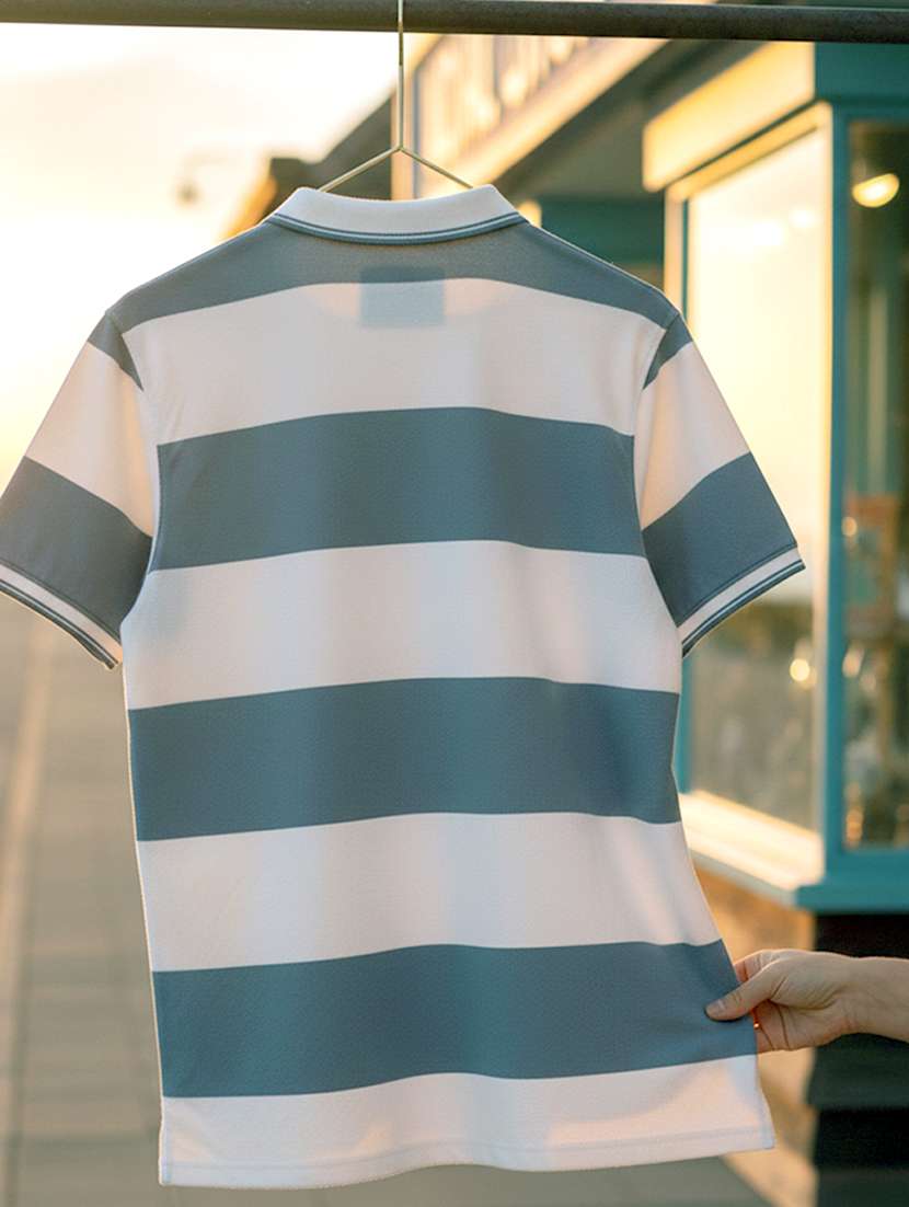 women striped short sleeve oversized polo t-shirt - 22374184 -  Standard Image - 4