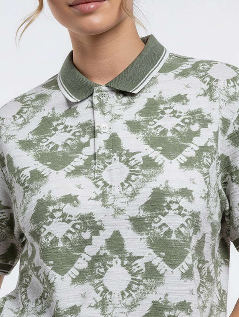 women printed short sleeve oversized polo t-shirt - 22374190 -  Standard Image - 4