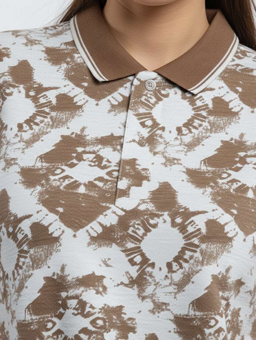 women printed short sleeve oversized polo t-shirt - 22374191 -  Standard Image - 4