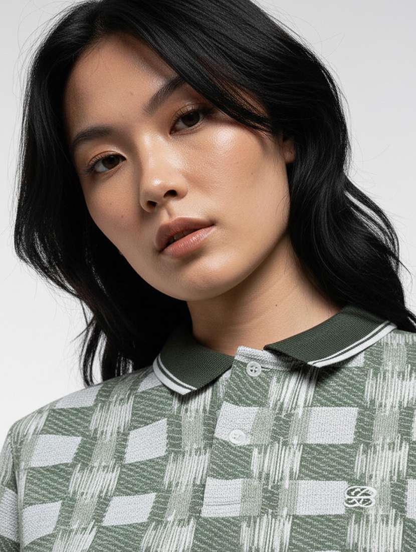 women printed short sleeve oversized polo t-shirt - 22374199 -  Standard Image - 4