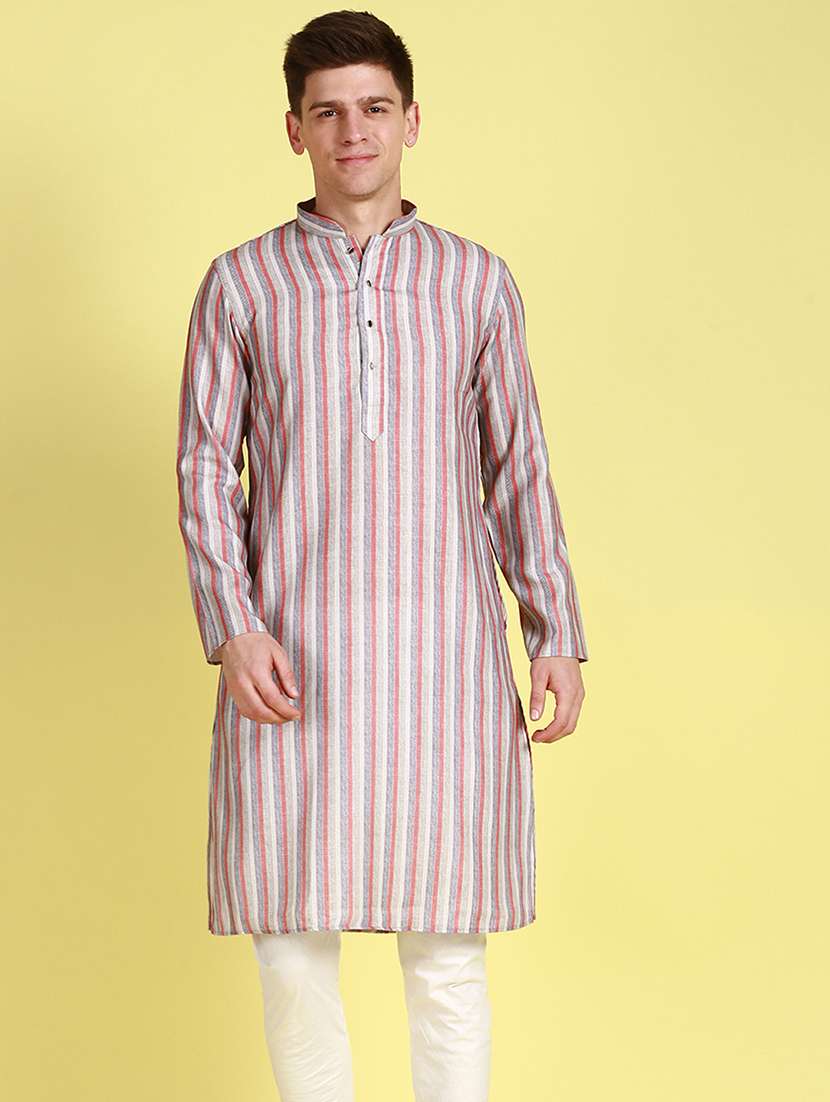 men striped kurta and churidar set - 22374280 -  Standard Image - 1