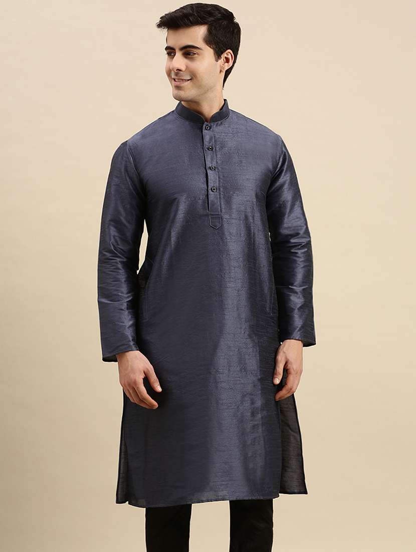men solid long sleeve kurta - 22374399 -  Standard Image - 1