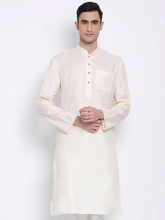 men solid kurta and churidar set
