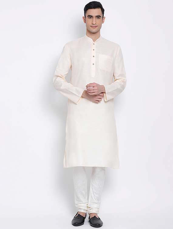 men solid kurta and churidar set - 22374420 -  Standard Image - 4