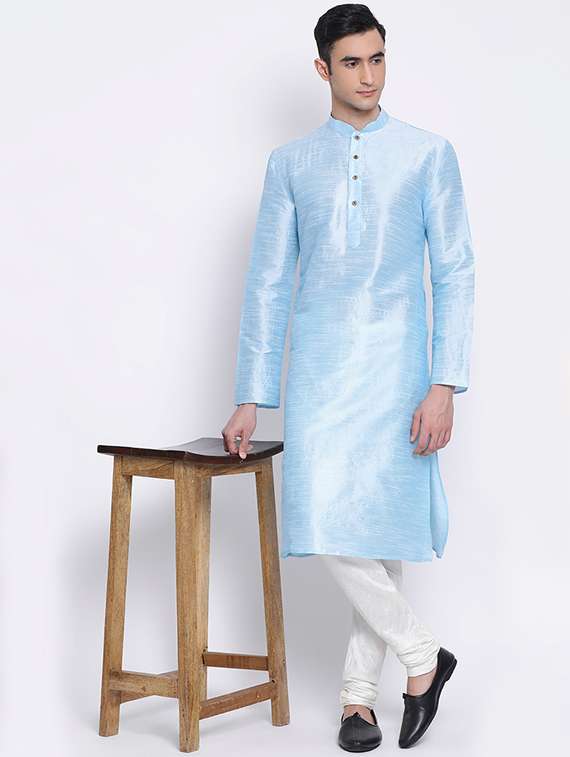 men solid kurta and churidar set - 22374470 -  Standard Image - 4