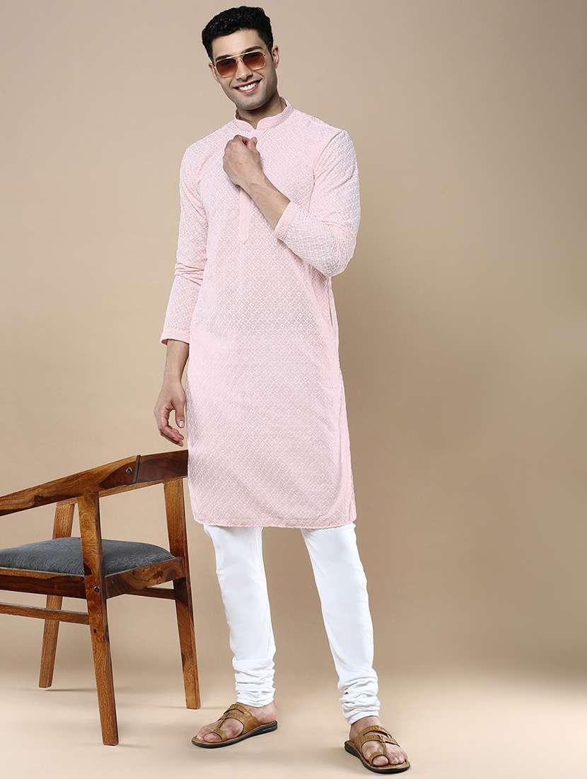 men mandarin neck long sleeve kurta - 22374524 -  Standard Image - 4