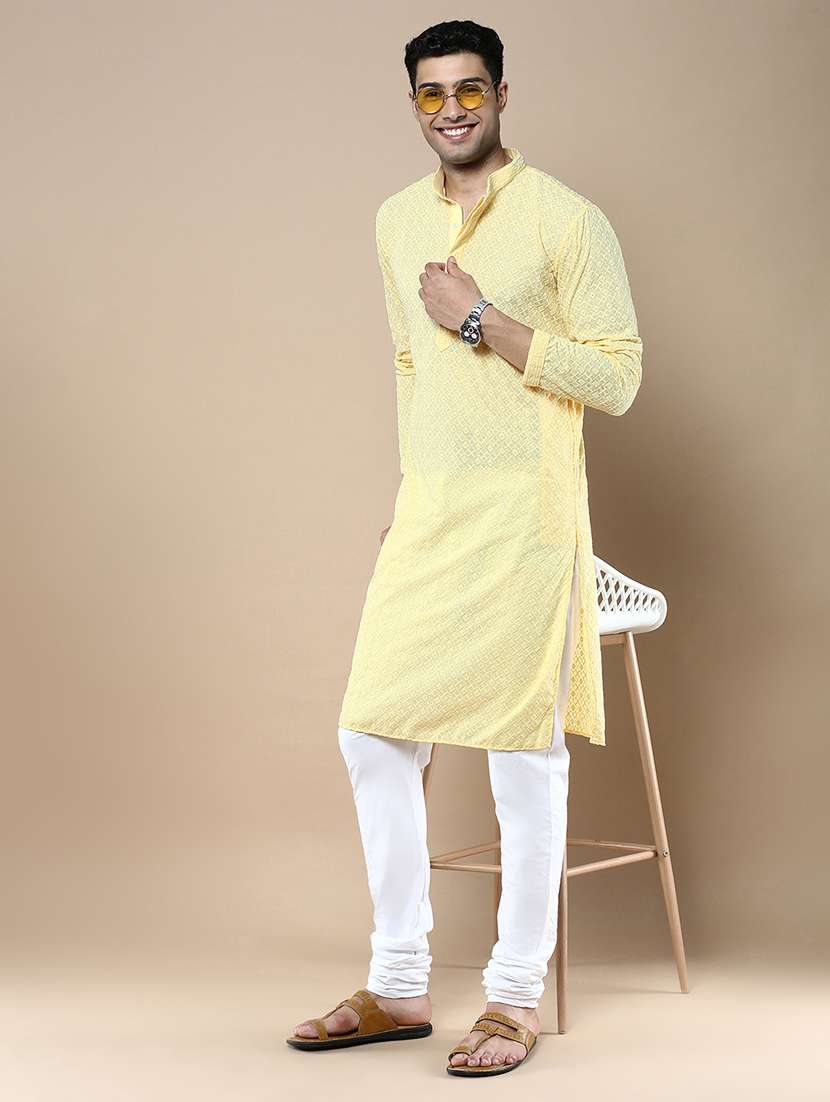 yellow cotton long  kurta - 22374536 -  Standard Image - 4