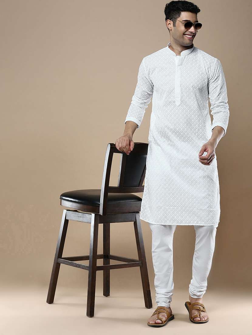 off white cotton long  kurta - 22374537 -  Standard Image - 4