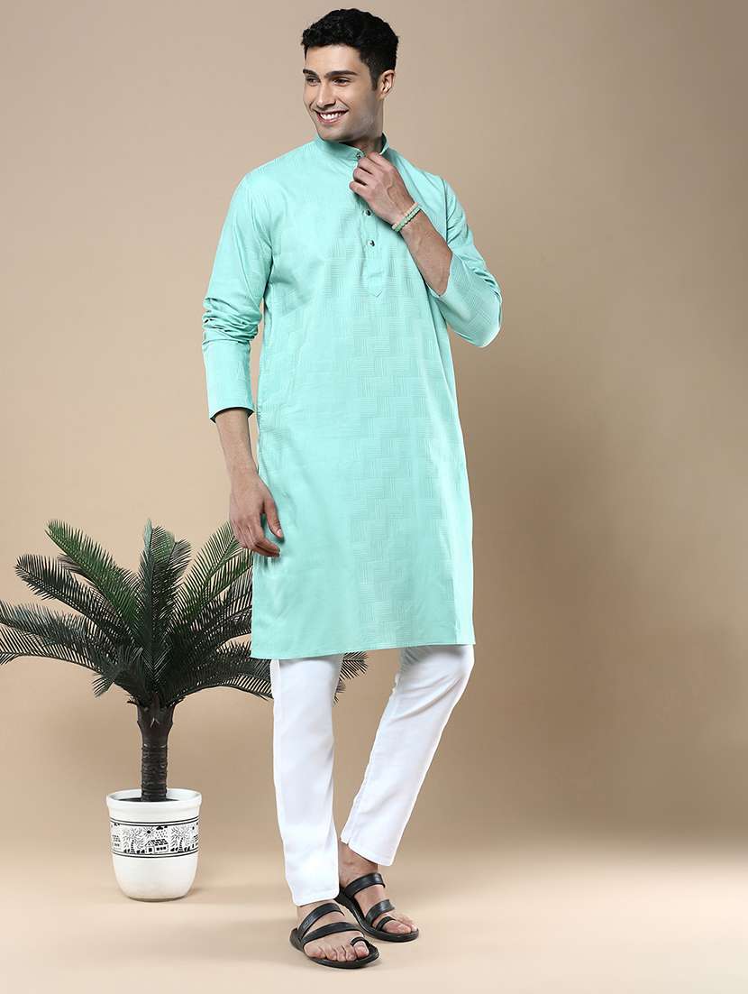 men mandarin neck long sleeve kurta - 22374548 -  Standard Image - 4