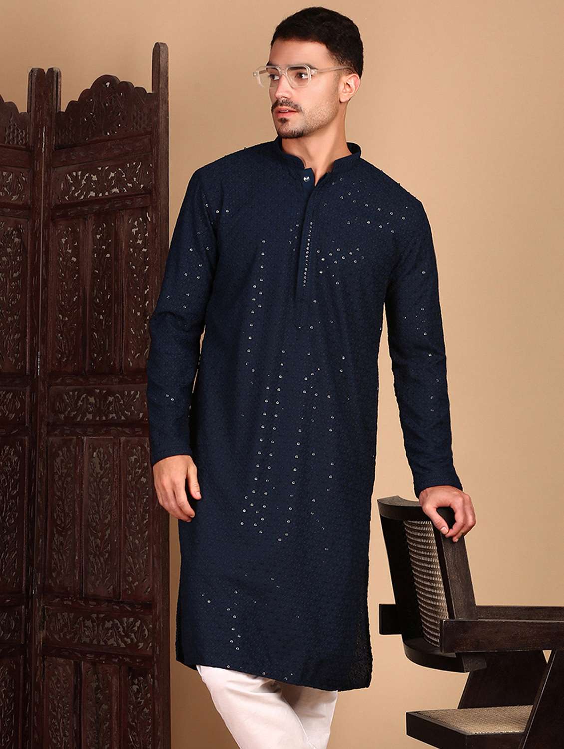 men self design kurta and churidar set - 22374583 -  Standard Image - 1