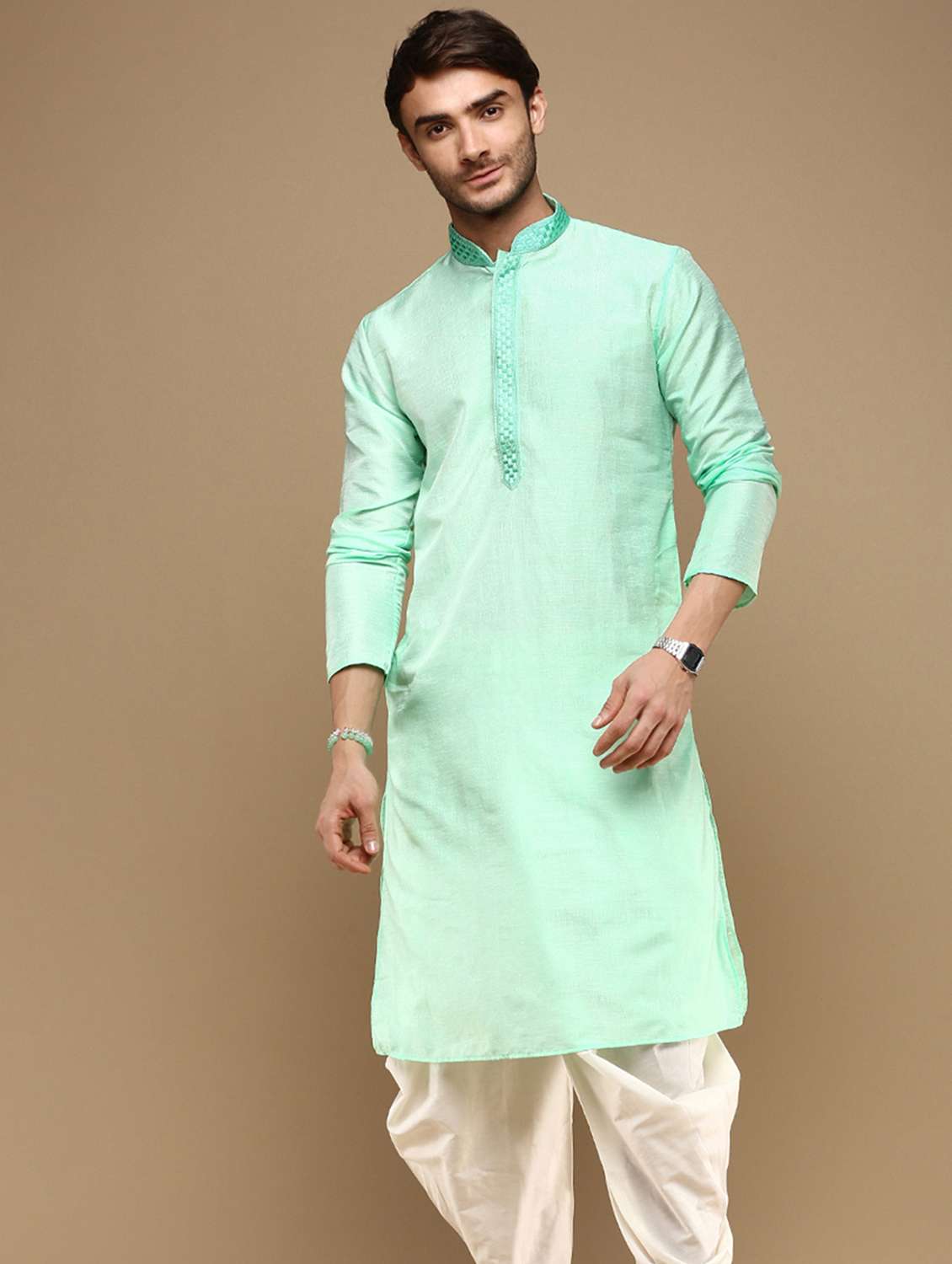 men solid long sleeve kurta - 22374639 -  Standard Image - 1
