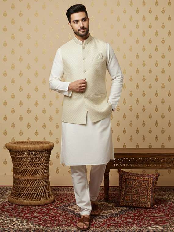men self design nehru jacket - 22374693 -  Standard Image - 1