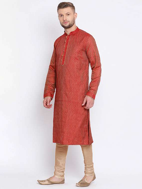 men long sleeve kurta and churidar set - 22374700 -  Standard Image - 1