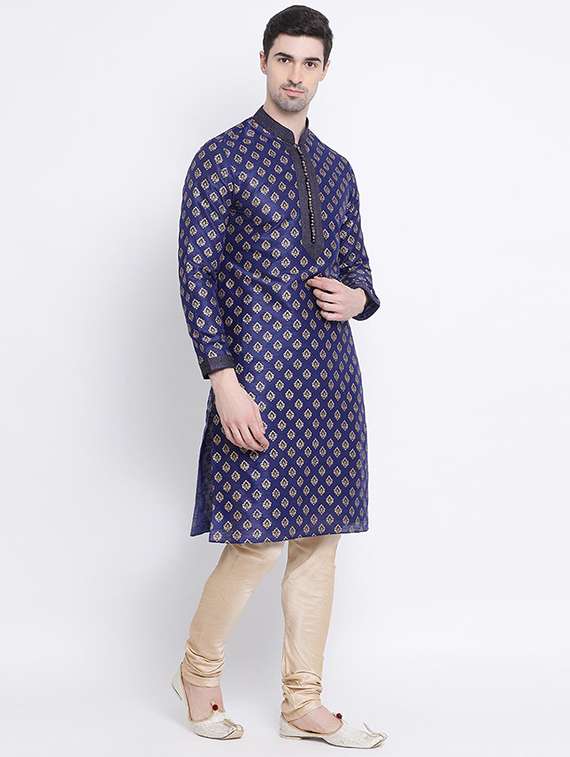 men long sleeve kurta and churidar set - 22374759 -  Standard Image - 1