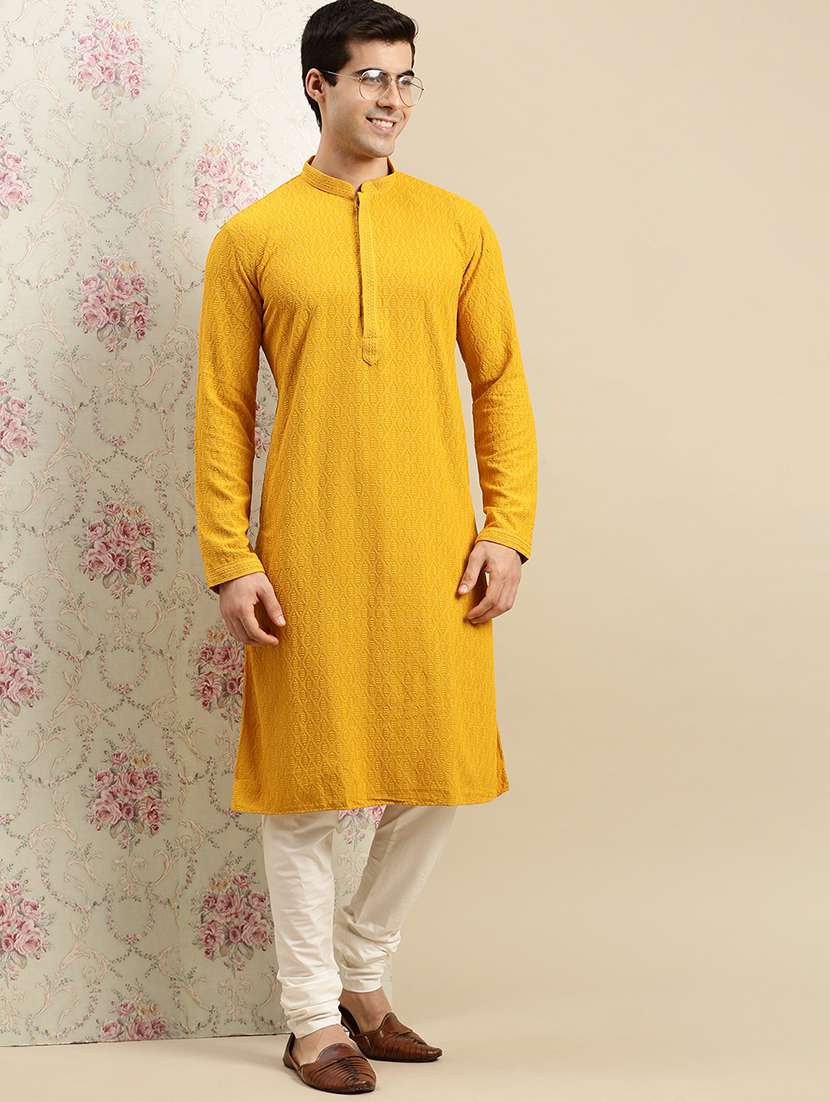men self design kurta and churidar set - 22374827 -  Standard Image - 4
