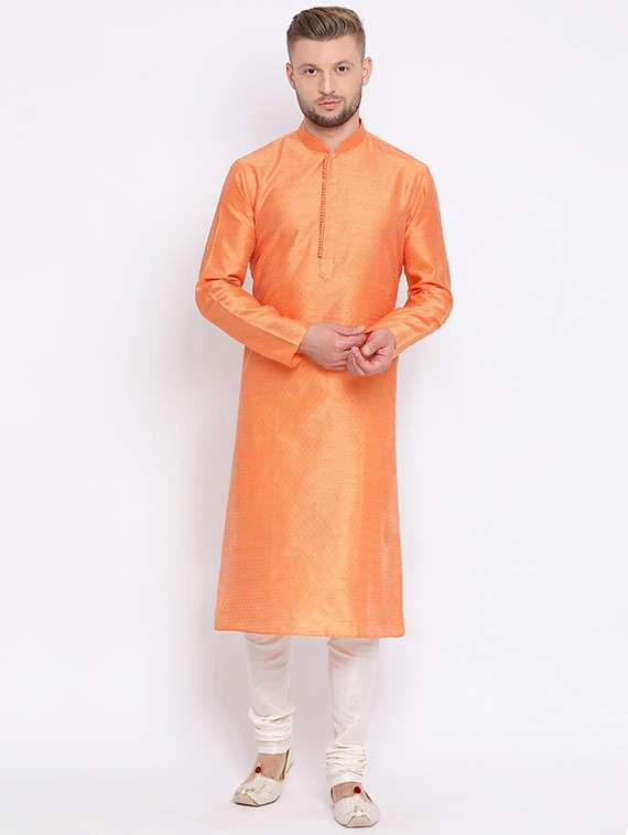 men self design kurta and churidar set