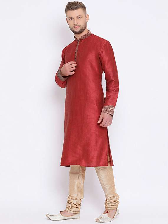 men long sleeve kurta and churidar set - 22374876 -  Standard Image - 1
