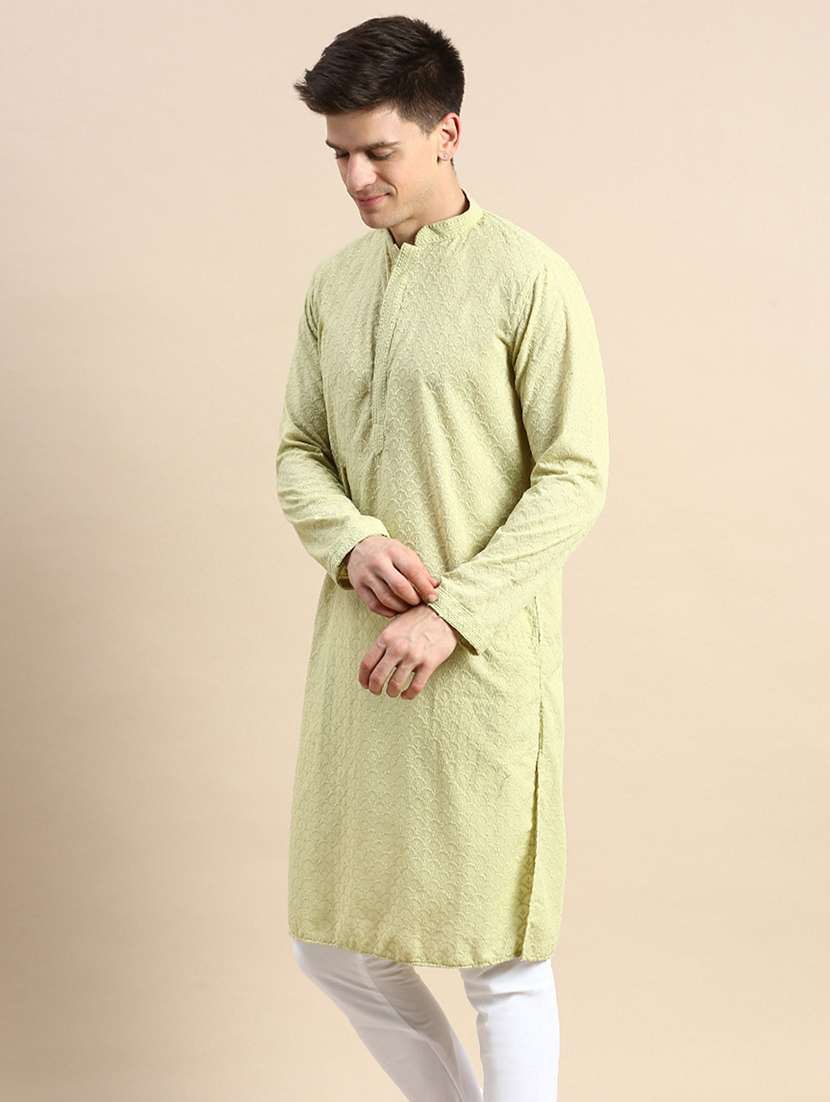men long sleeve kurta and churidar set - 22374887 -  Standard Image - 1