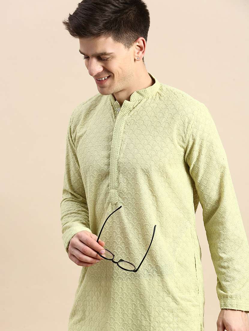 men long sleeve kurta and churidar set - 22374887 -  Standard Image - 4