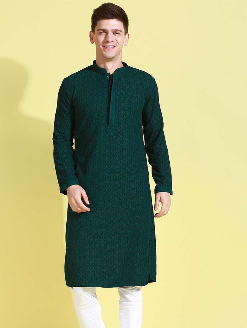 men long sleeves kurta and churidar set - 22374942 -  Standard Image - 1