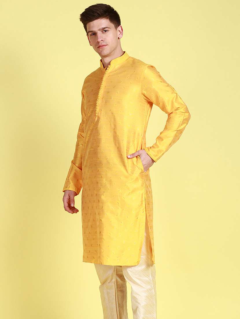 men long sleeves kurta and churidar set - 22375010 -  Standard Image - 1