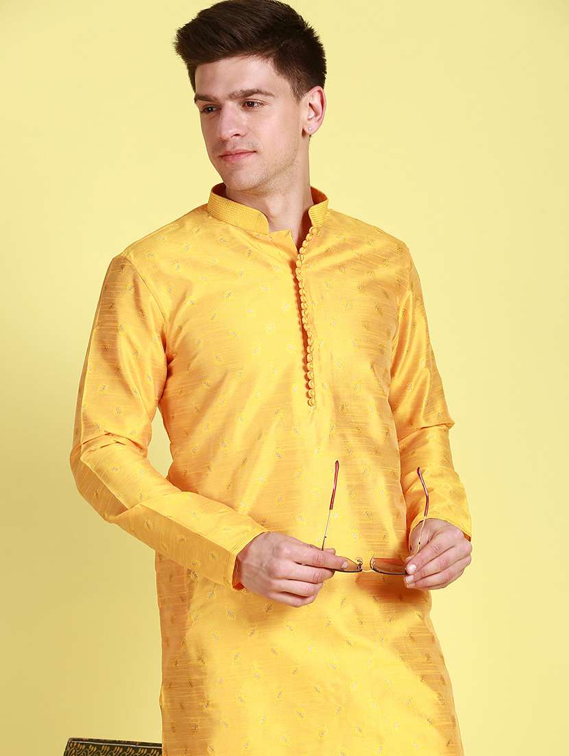 men long sleeves kurta and churidar set - 22375010 -  Standard Image - 4