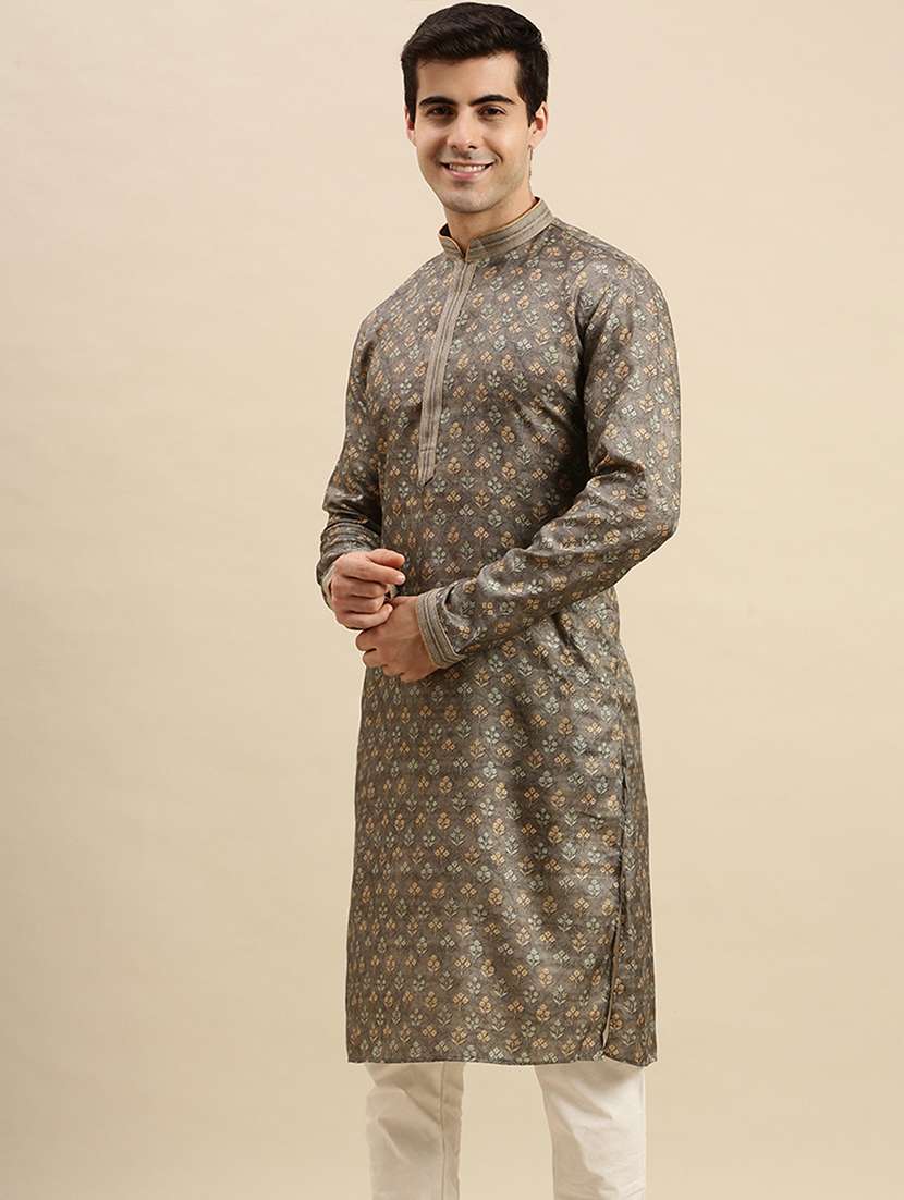 men long sleeve kurta and churidar set - 22375015 -  Standard Image - 1