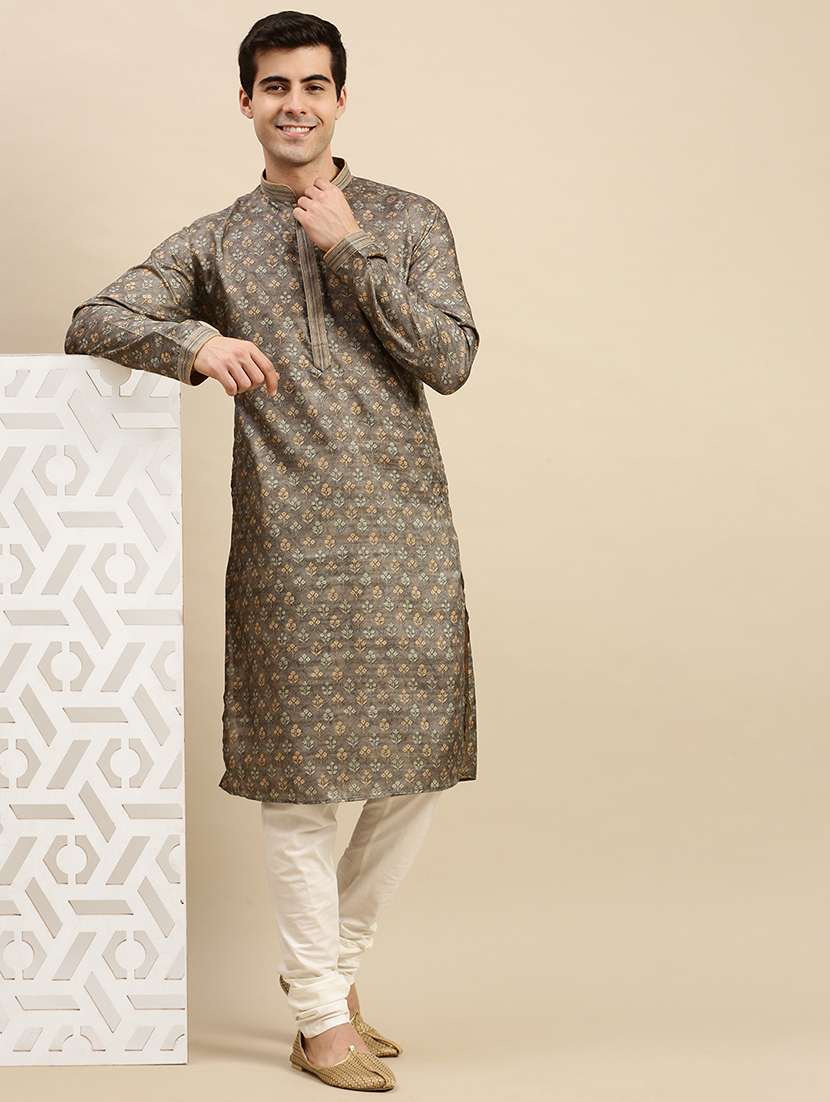 men long sleeve kurta and churidar set - 22375015 -  Standard Image - 4
