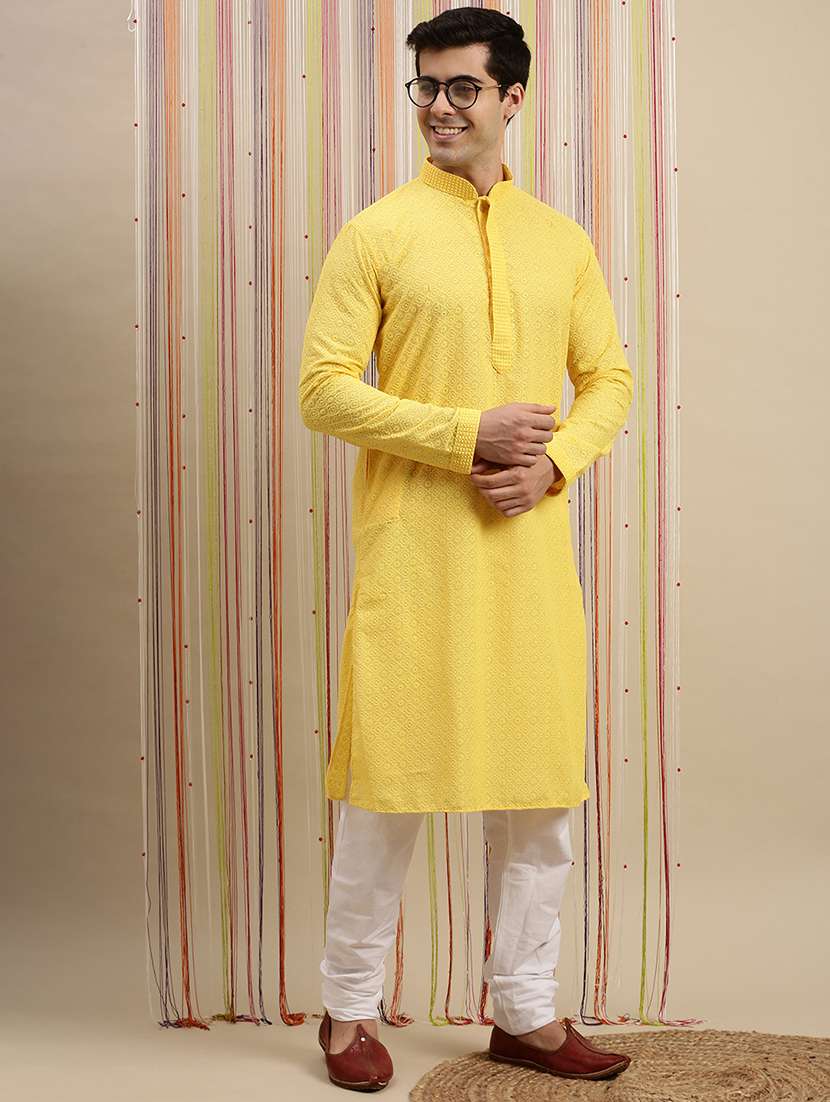 men self design kurta and churidar set - 22375017 -  Standard Image - 4