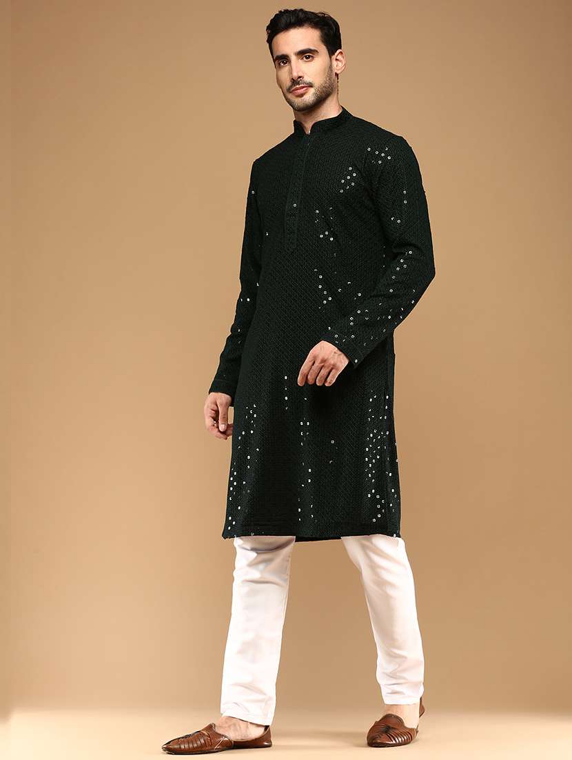 men long sleeve kurta and pyjama set - 22375067 -  Standard Image - 1