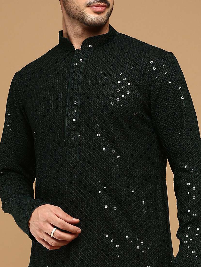men long sleeve kurta and pyjama set - 22375067 -  Standard Image - 4