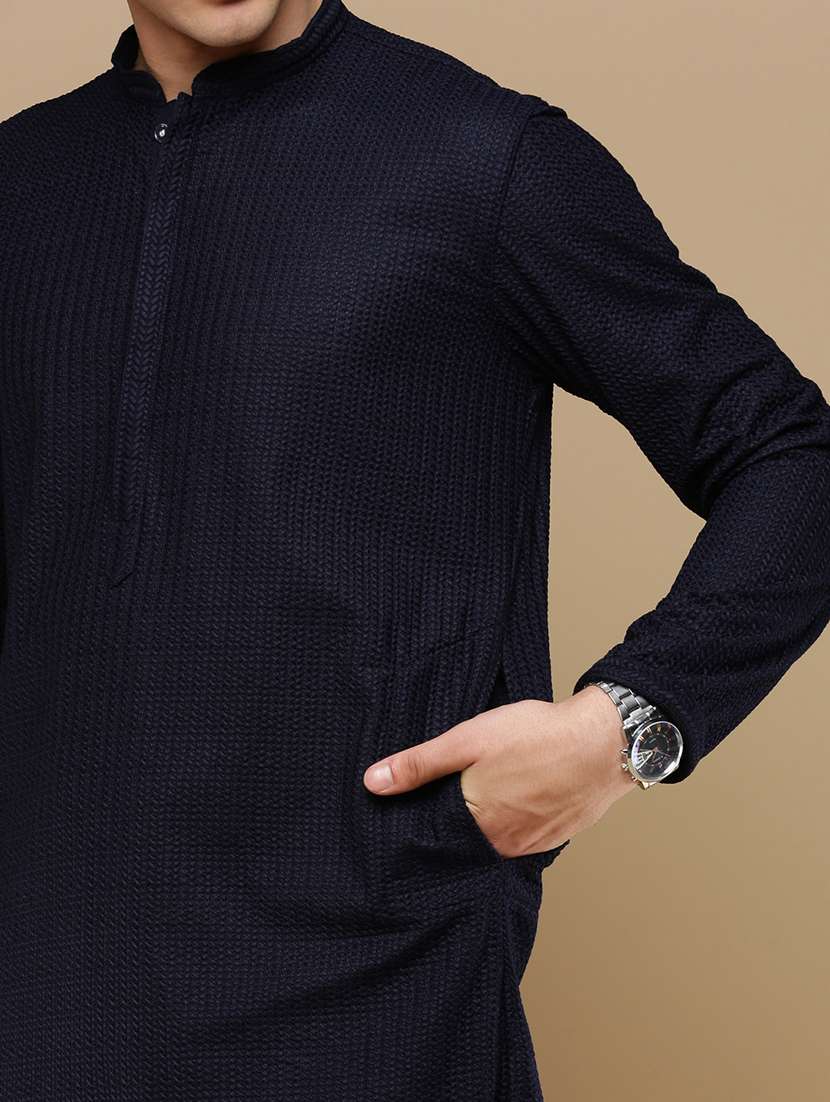 men long sleeve kurta and churidar set - 22375092 -  Standard Image - 4