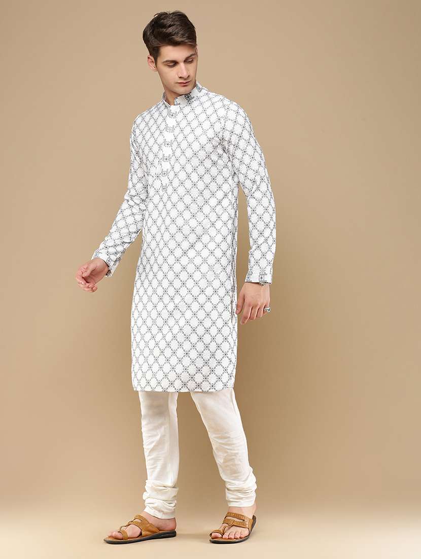 men long sleeve kurta and churidar set - 22375093 -  Standard Image - 1