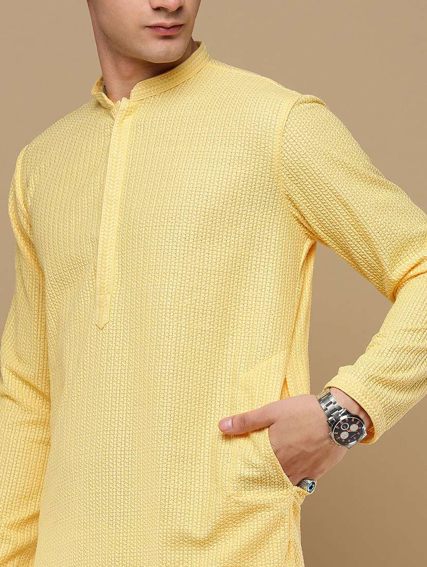 men long sleeve kurta and churidar set - 22375094 -  Standard Image - 4