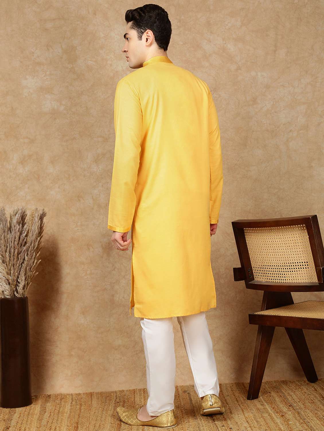 men long sleeve kurta and pyjama set - 22375145 -  Standard Image - 4