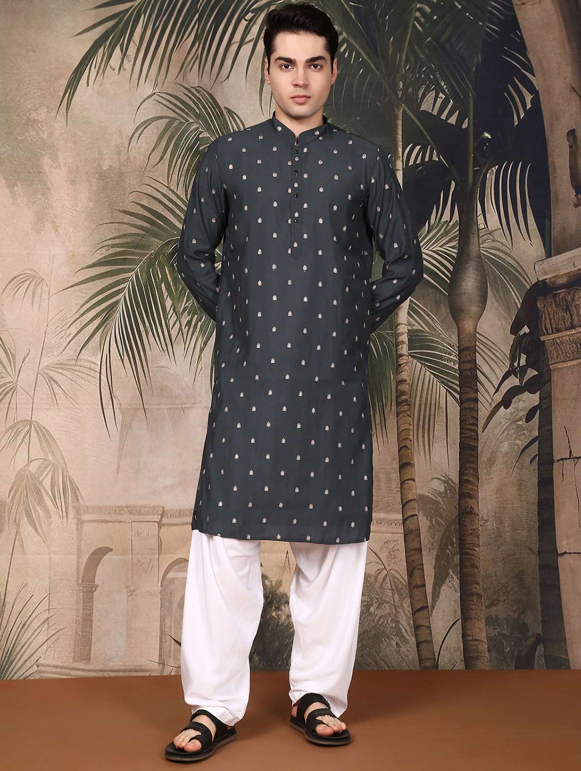 men long sleeve kurta and salwar set