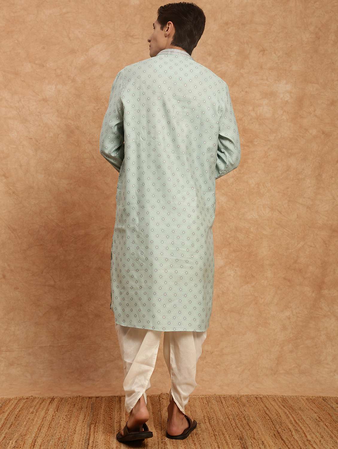 men long sleeve kurta and dhoti set - 22375305 -  Standard Image - 4