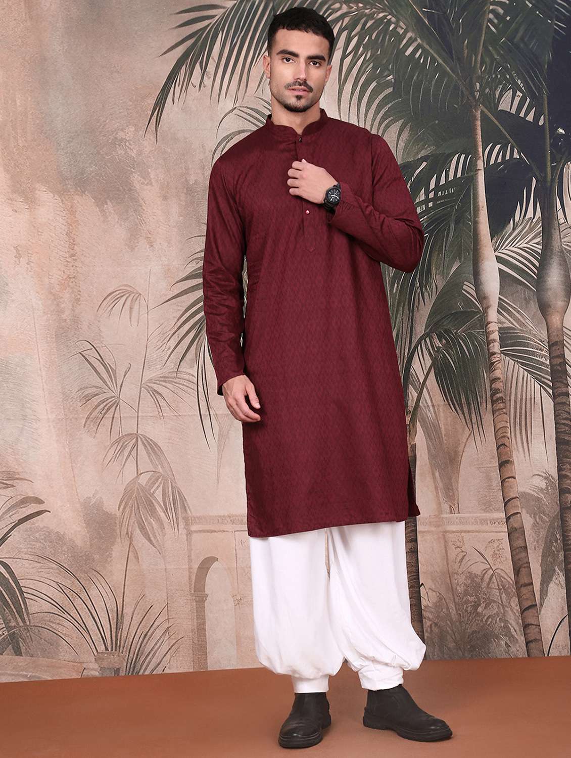 men long sleeve kurta and salwar set