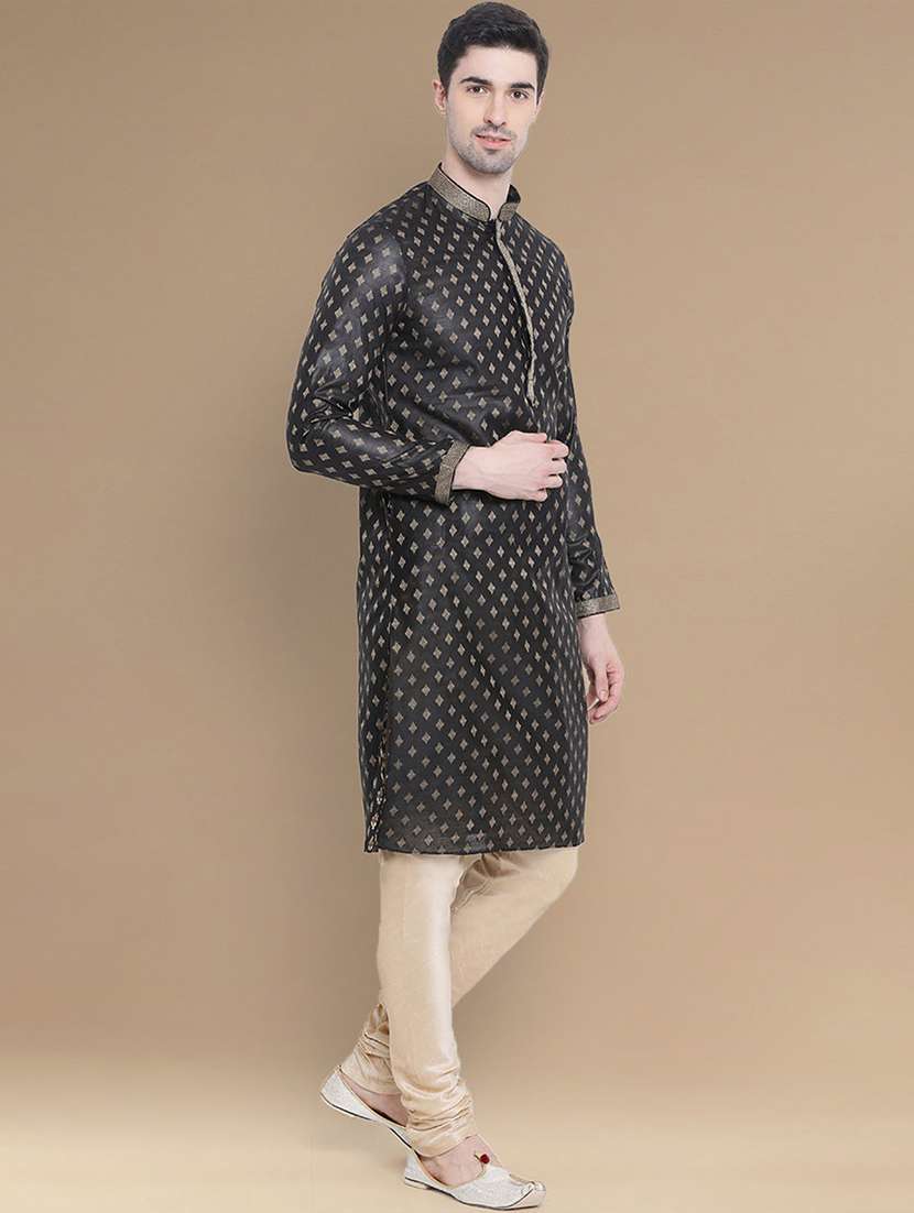 men self designed long sleeve kurta and pyjama set - 22375398 -  Standard Image - 1