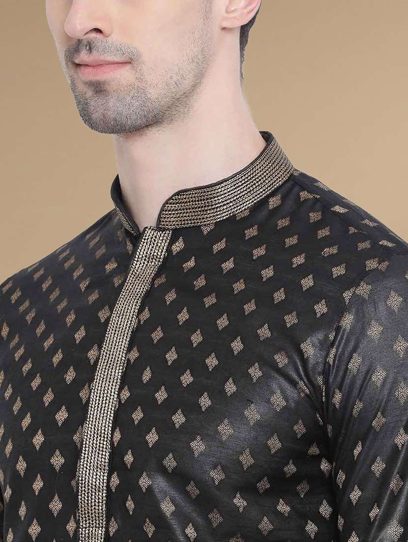 men self designed long sleeve kurta and pyjama set - 22375398 -  Standard Image - 4