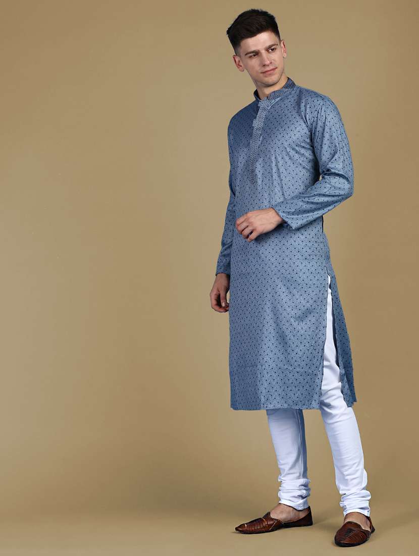 men long sleeve kurta and churidar set - 22375404 -  Standard Image - 1