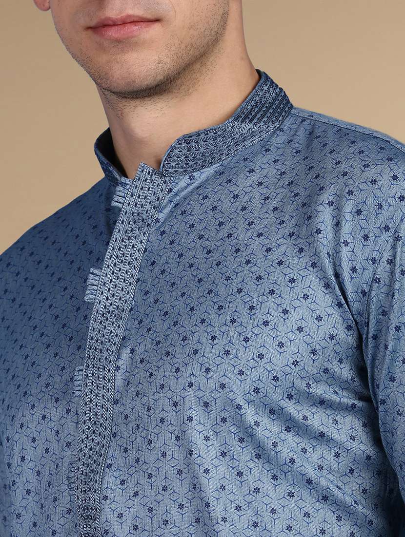 men long sleeve kurta and churidar set - 22375404 -  Standard Image - 4