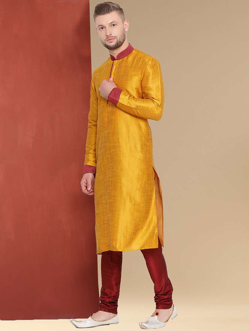 yellow fur kurta pyjama ethnic wear set - 22375426 -  Standard Image - 1