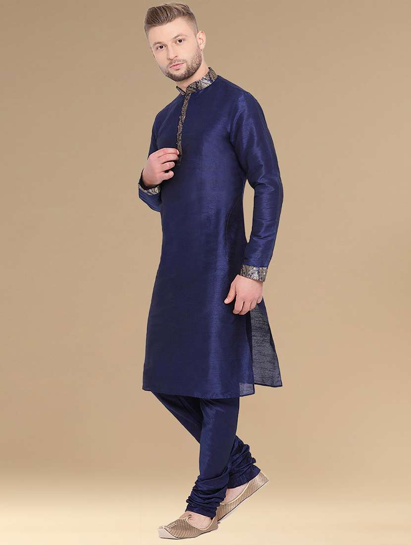 men long sleeves kurta and churidar set - 22375434 -  Standard Image - 1