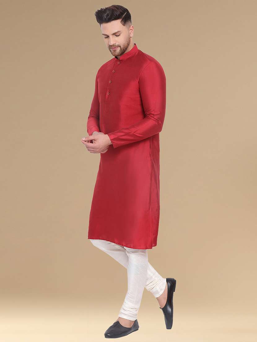 men long sleeves kurta and churidar set - 22375439 -  Standard Image - 1