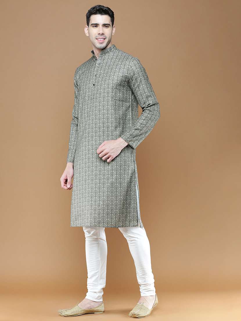 men long sleeve kurta and churidar set - 22375454 -  Standard Image - 1