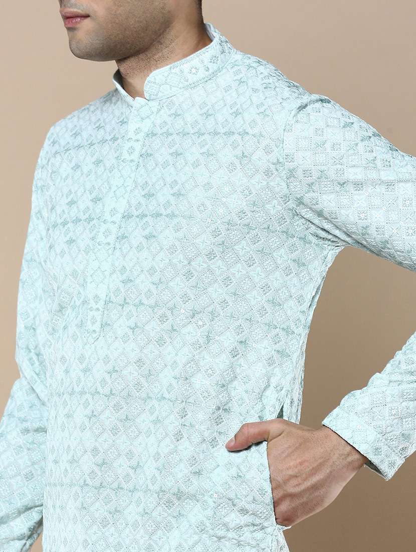 men self design kurta and churidar set - 22375462 -  Standard Image - 4